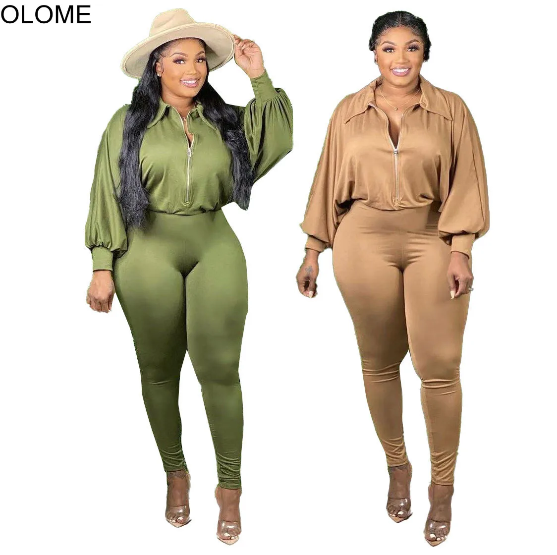 

Fall Winter Solid Jumpsuit for Women Sexy Long Sleeves Zipper High Waist Skinny Pants Club Bodysuit Casual Sport Rompers