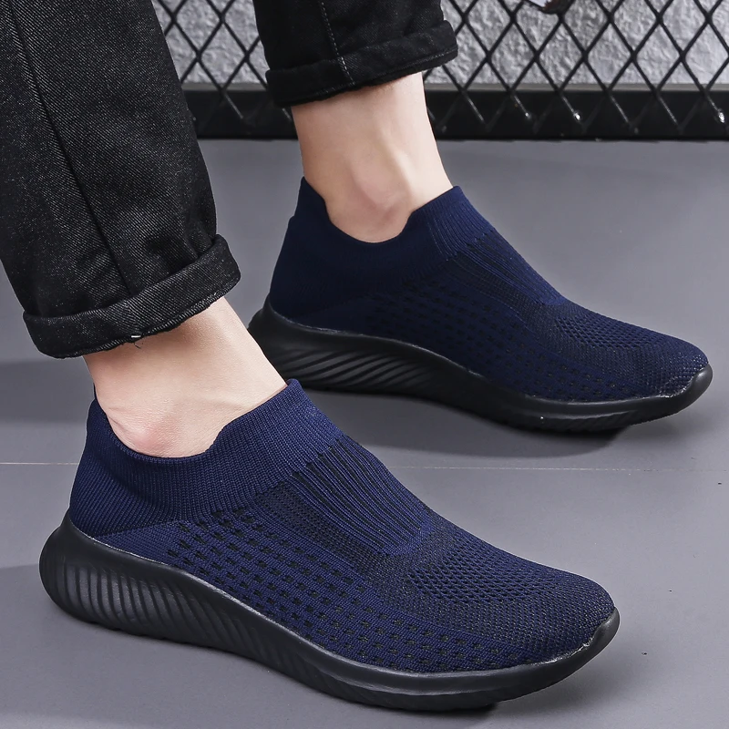 

Men Summer Comfortable Casual Shoes Lightweight Sneakers Slip on Breathable Mesh Flats Trainers Non-slip Walking Shoes Zapatos