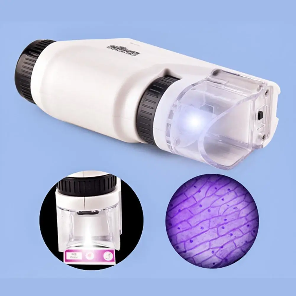 

Handheld Microscope Home School Biological Science Educational Toys Kit Lab LED Light 60X-120X Gift For Children Watching World