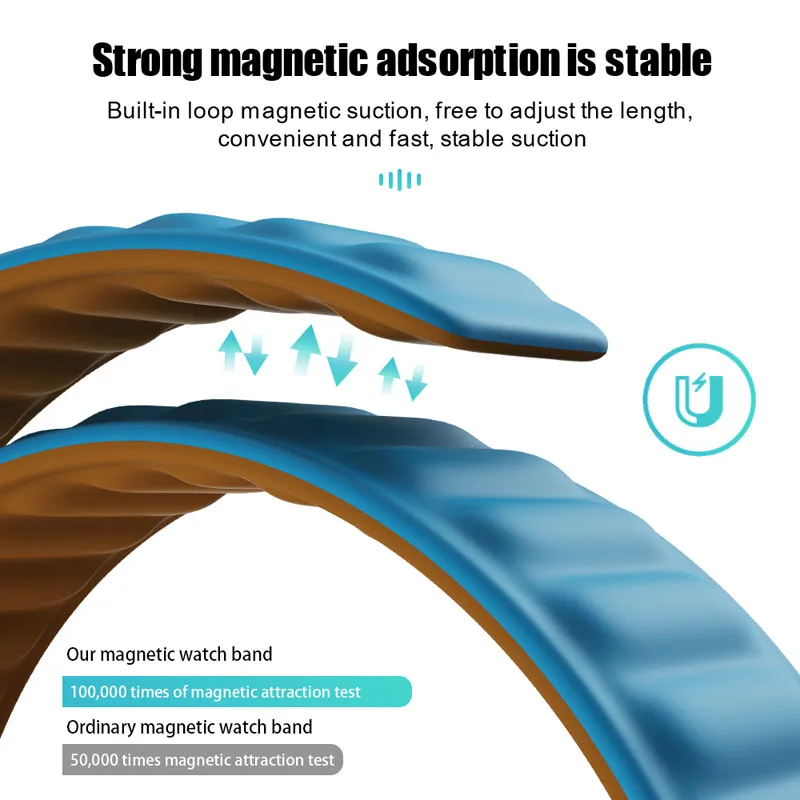 Silicone Link Strap Magnetic Loop for Apple Watch Band 45mm 44mm 40mm 49mm IWatch Series 8 7 6 SE 5 4 3 Sport Bracelet 42mm 41mm