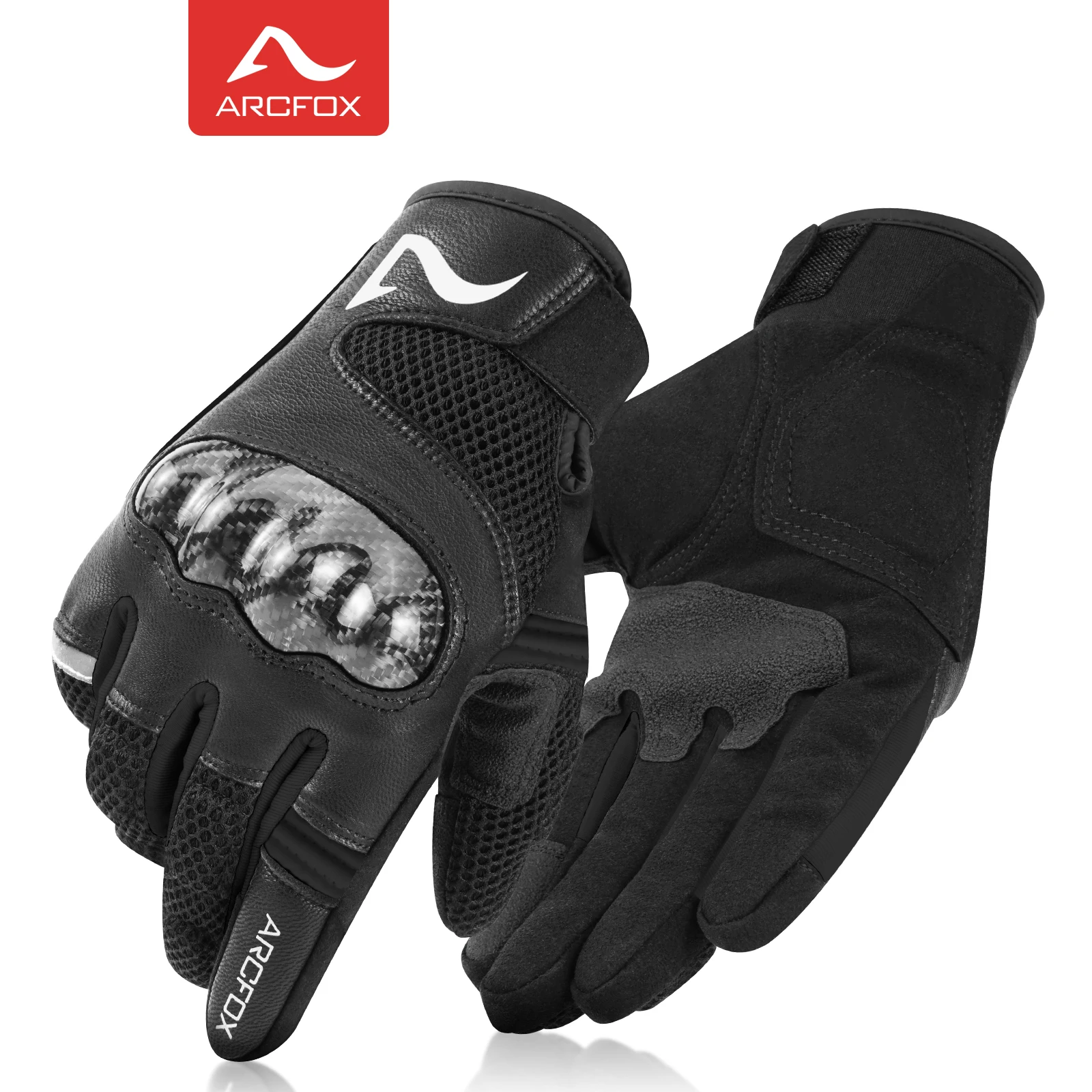 

Мотоциклетные перчатки унисекс, кожаные сетчатые дышащие защитные перчатки для сенсорных экранов из углеродного волокна, аксессуары для внедорожников и мотокроссов