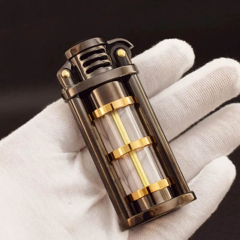 

Zorro Lighter 652 Transparent Oil Bin Creative Old-Fashioned Retro Grinding Wheel Pendant Metal Lighter High-End Gift For Men