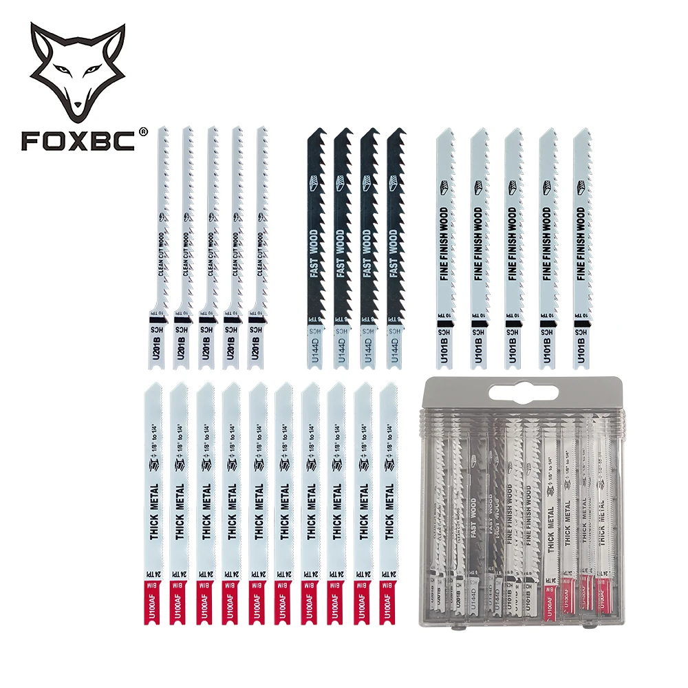 FOXBC  U Shank Jigsaw Blades Set for Wood Metal Cutting Fits
