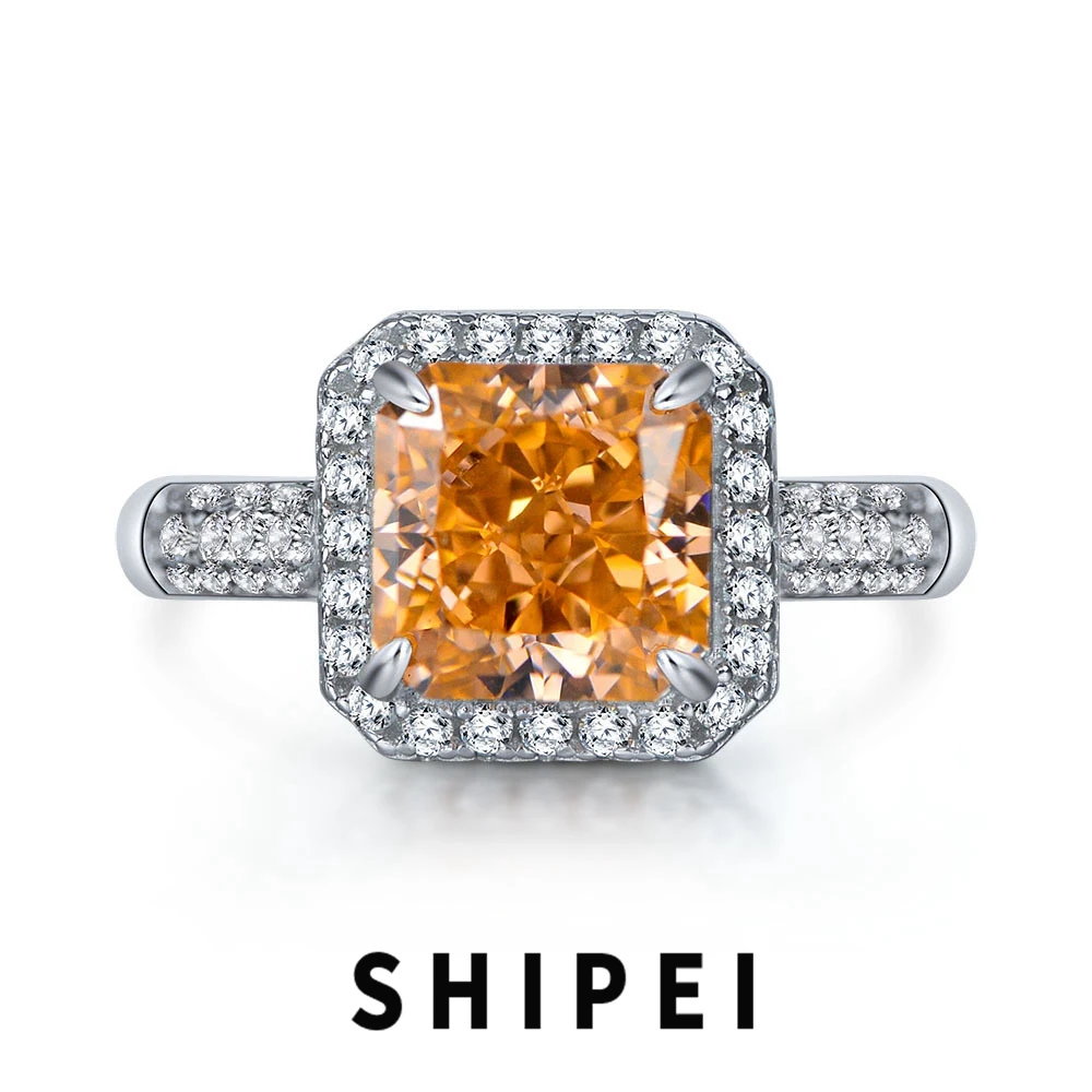 

SHIPEI 925 пробы серебро 2CT измельченный лед цитрин Аквамарин Рубин Сапфир Драгоценный Камень Регулируемое Кольцо Обручальное ювелирные изделия