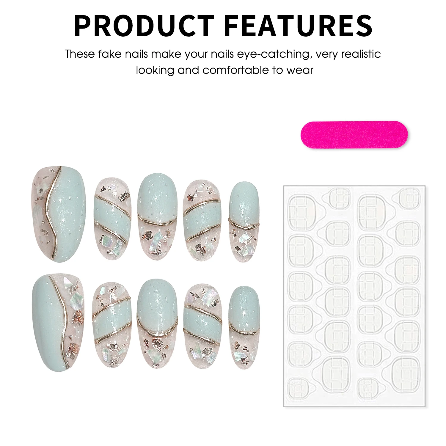 10 шт. винтажные накладные ногти ручной работы ледяные прозрачные мятно-зеленые