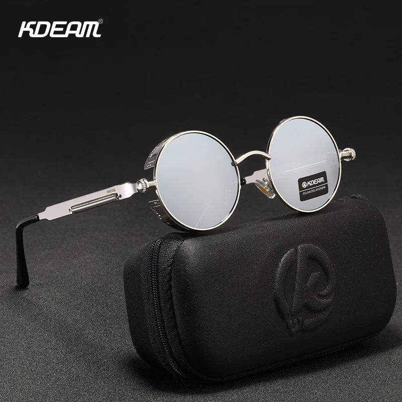 

Round Metal Polarized Sunglasses Steampunk Men Women Fashion Glasses Brand Designer Retro Vintage Sunglasses UV400 KD-38