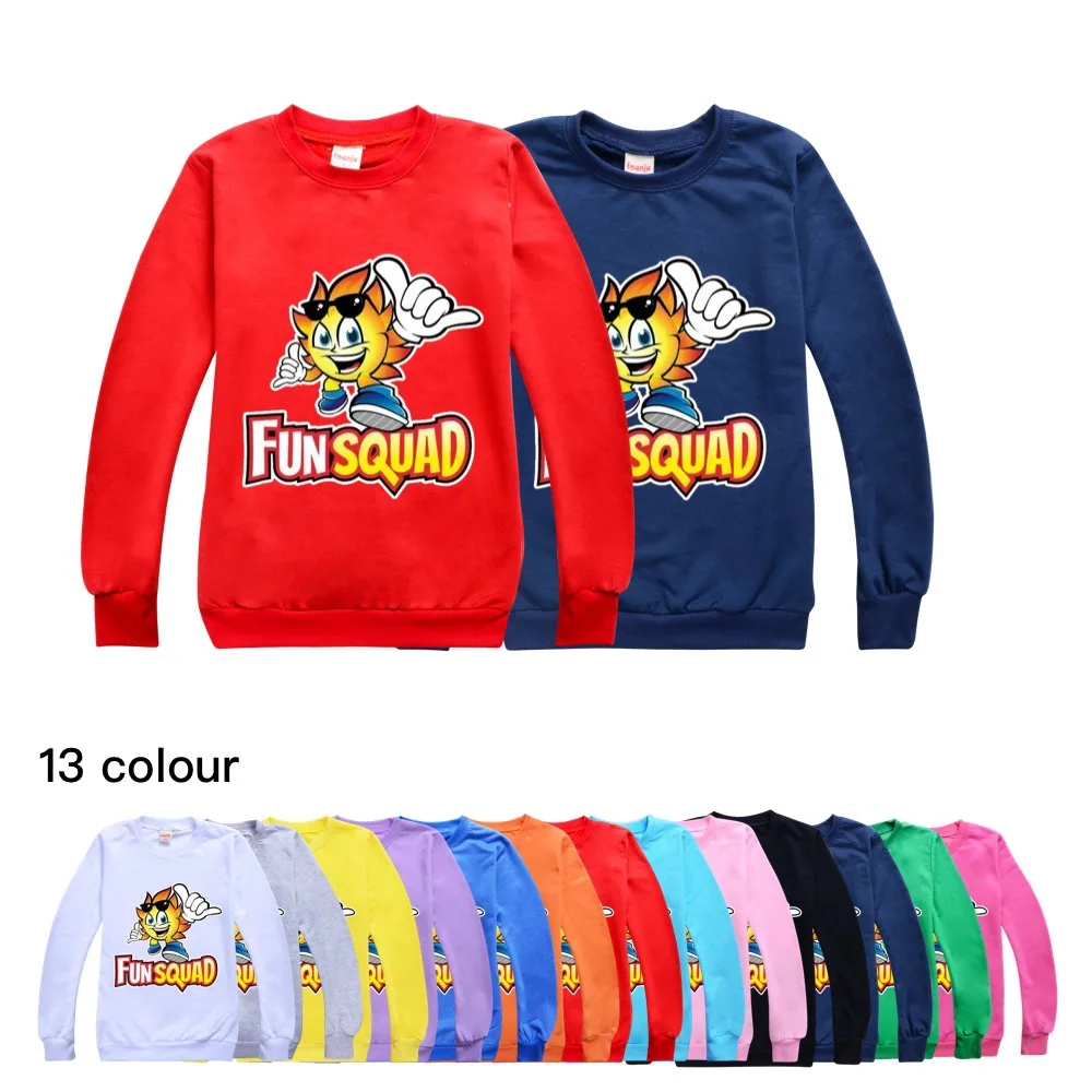 

Fun Squad Gaming Clothes Cotton O-neck Sweater Streetwear Sweatshirt Cartoon Pullover Hip Hop Teenager Boys Girls Clothing