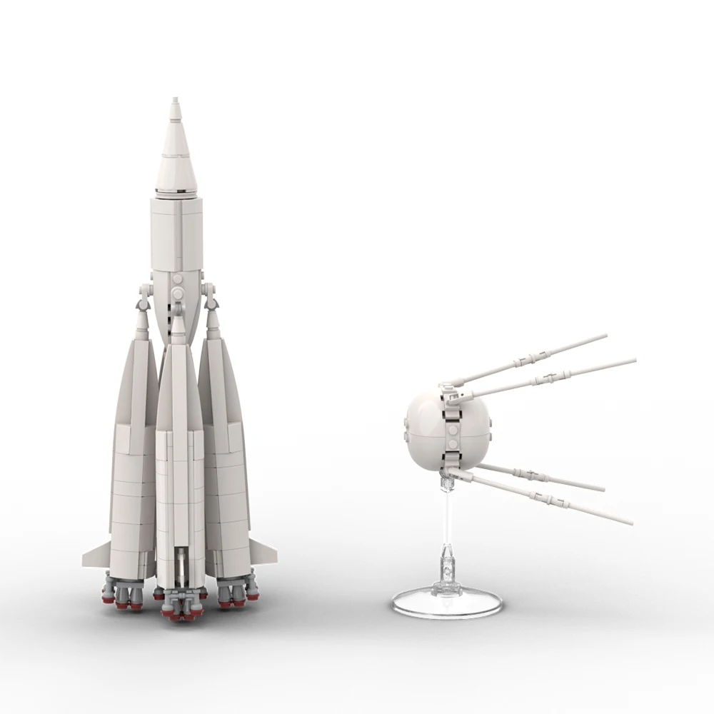 

MOC Space Rocket Spacecraft Brick R-7 M1-1PS And Sputniked 1 Of 1957 Idea Vehilce Building Blocks DIY Toys For Children Gifts