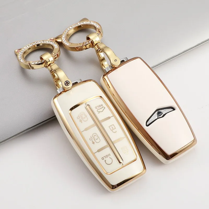 

4/6/8 Button TPU Car Key Cover Case KeyRing For Hyundai Genesis GV70 GV80 GV90 2020 2021 2022 Auto Accessories Key Holder Ring