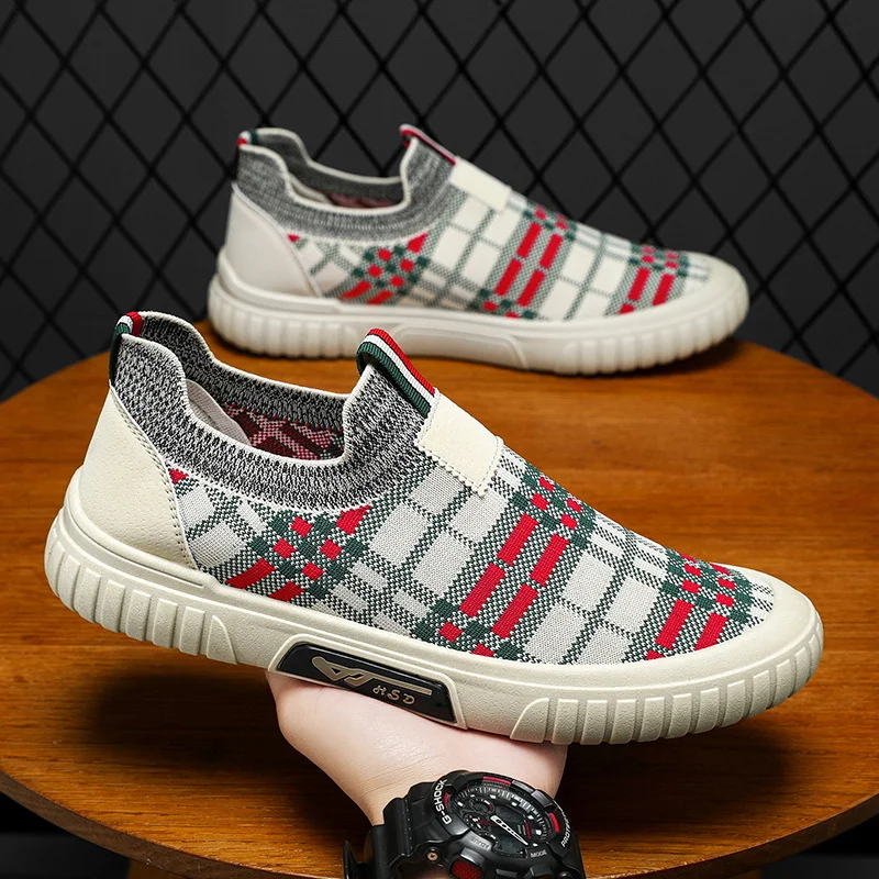 

2023 Sneakers for Men Spring Mesh Breathable Sport Shoes Fashion Wedge Platform Casual Slip on Man Breathable Vulcanized Shoes