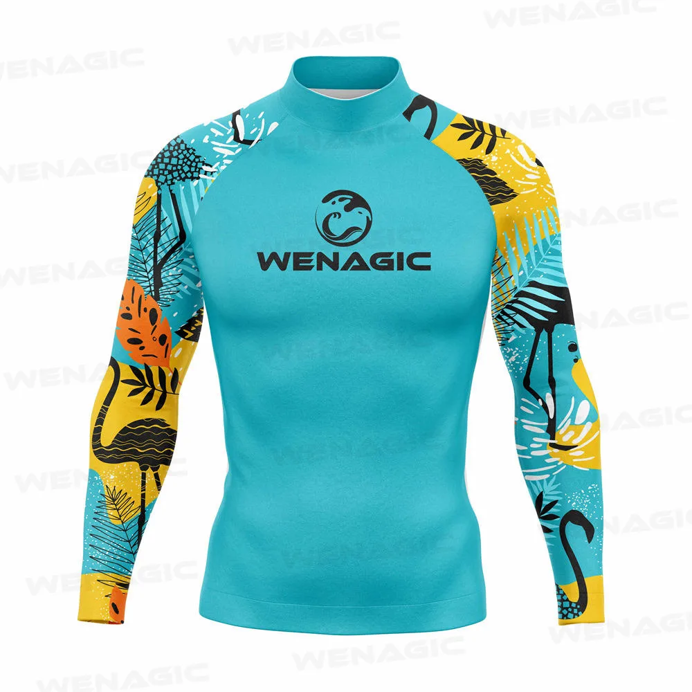 New Surfing Swimming Diving T-Shirts Tight Long Sleeve Rash Guard Swimwear Men UV Protection Surf Clothing Beach Floatsuit Top