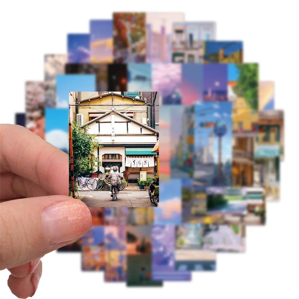

55pcs Aesthetic Street Scene Stickers For Laptop Phone Journal Kscraft Literary Scrapbook Scrapbooking Supplies Sticker Pack