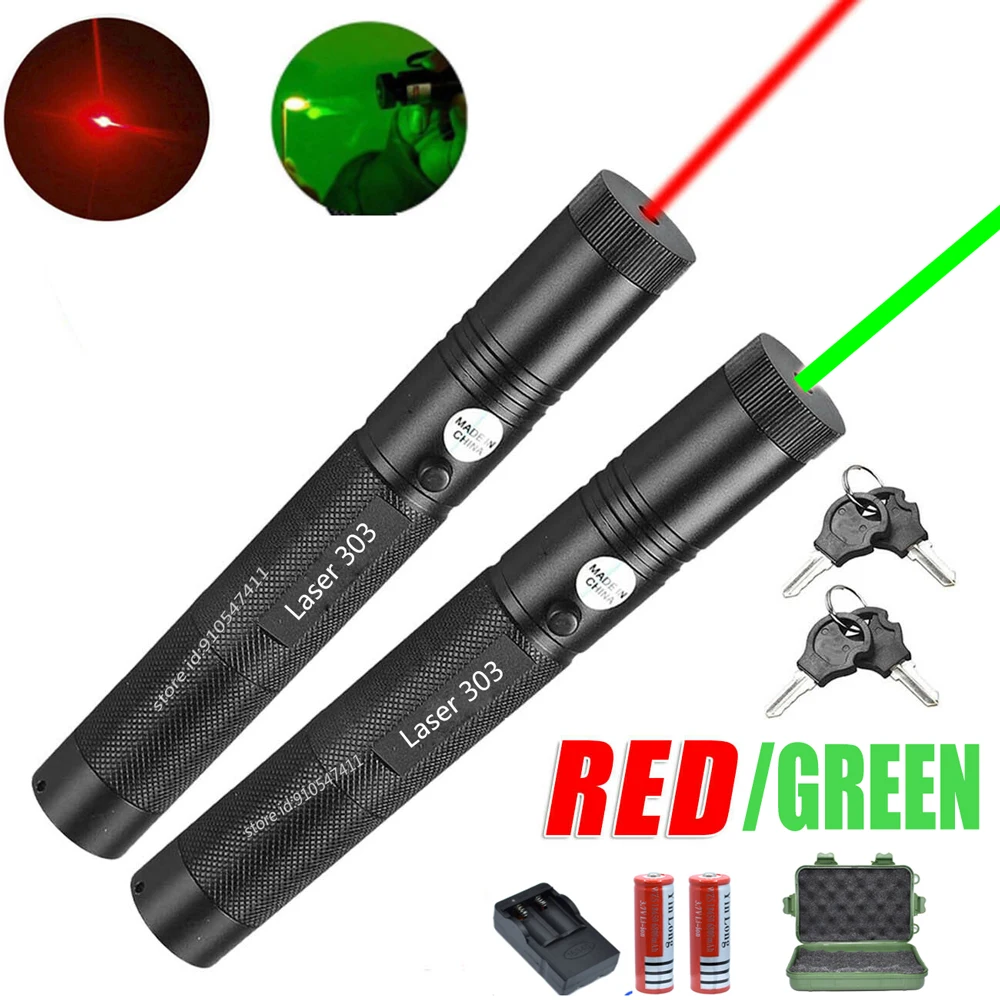 

5mW Green Laser Pen Lazer Sight 5000m 532 nm Powerful Lasers 303 Pointer with Battery and Charger