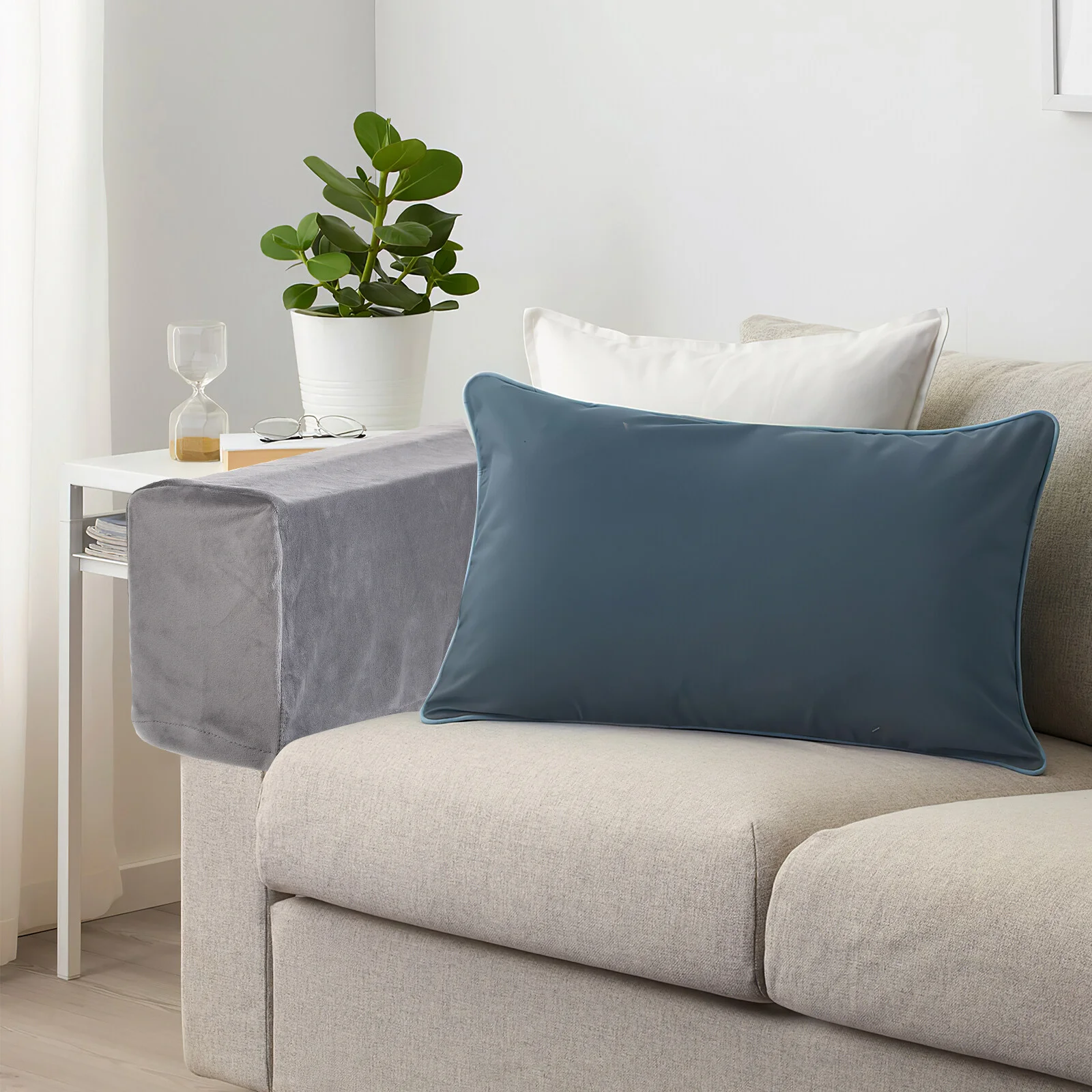 

2Pcs Universal Sofa Armrest Cover Elastic Armrest Protector Solid Color Armrest Protective Cloth Grey