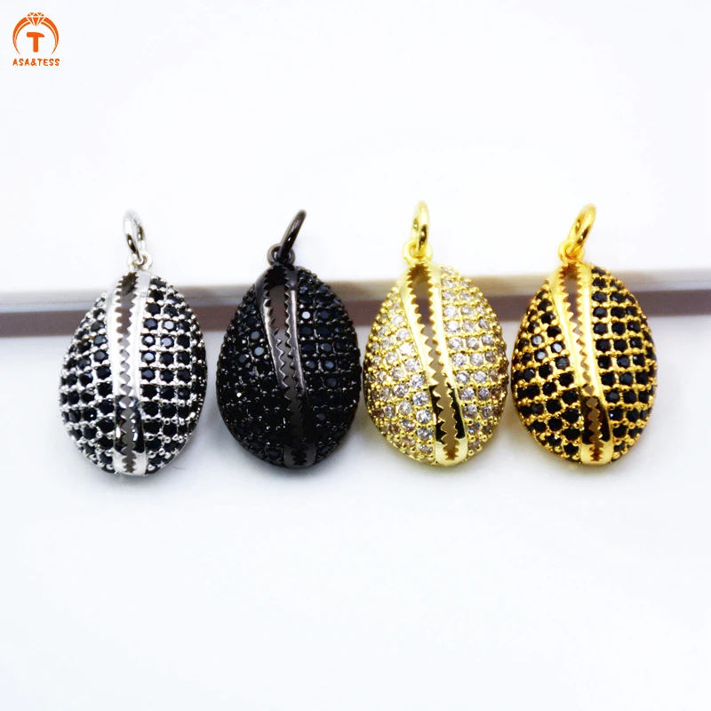 

ASA&TESS CZ Oyster charms jewelry micro CZ pave Conch pendant Cowrie Shell beads pave Shell charms