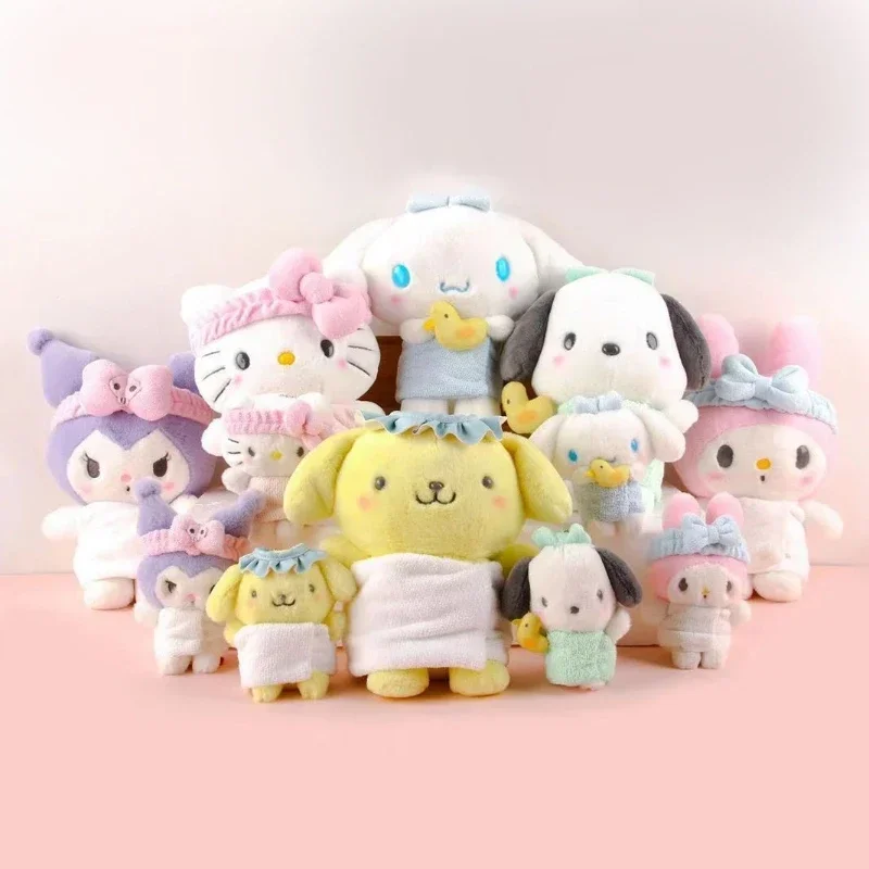 

Брелок в стиле аниме Sanrio Kuromi HelloKitty Mymelody Cinnamoroll, милый плюшевый брелок с подвеской, мультяшный подарок на день рождения, Рождество