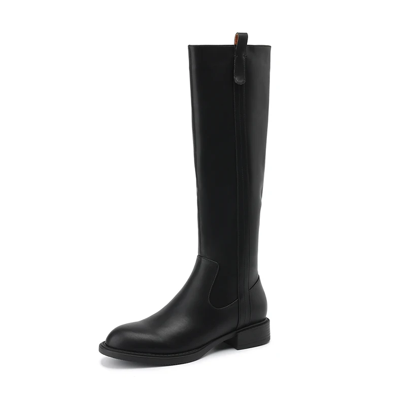 

Женские сапоги до колена, сезон осень-зима, женские сапоги на молнии, черные, коричневые, с круглым носком, на массивном каблуке, модные повседневные сапоги, 2023