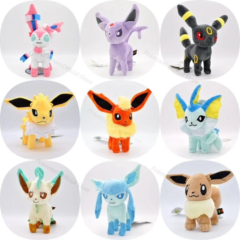 Pokemon Plush Toys 15-20CM Kawaii Eevee Eeveelution Sylveon Flareon Jolteon Umbreon Vaporeon Dolls Toy Kids Xmas Birthday Gift