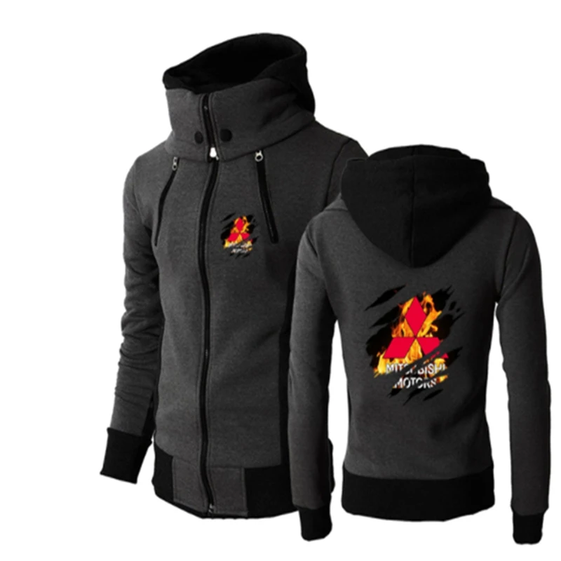 

New Spring Autumn Mitsubi Logo Fashion Zipper Leisure Sportswear Fitness Popular Sweatshirt Hooded Solid Color Clothing Hoodies