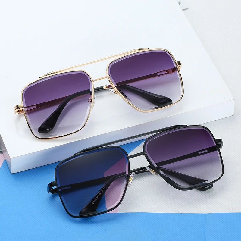 

New Men's Sunglasses Fashion Large Frame Sunglasses Metal Sunglasses Personality Trimming Sunglasses Oversized Sunglasses