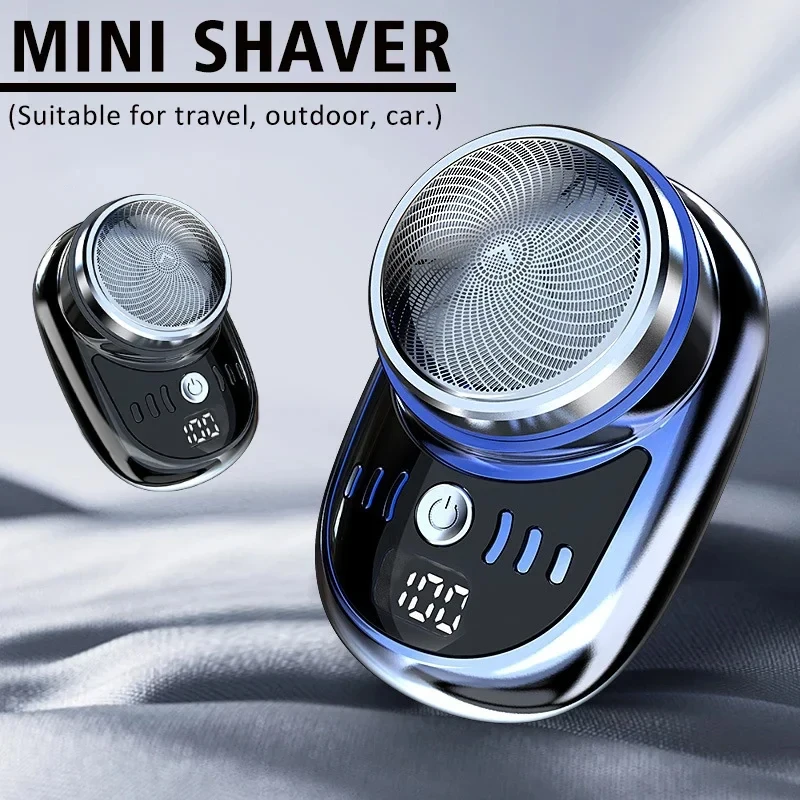 

Mini Electric Shaver For Men Vehicle Mounted Shaver With Digital Display Washable Cordless Travel Pocket Face Beard Trimmer