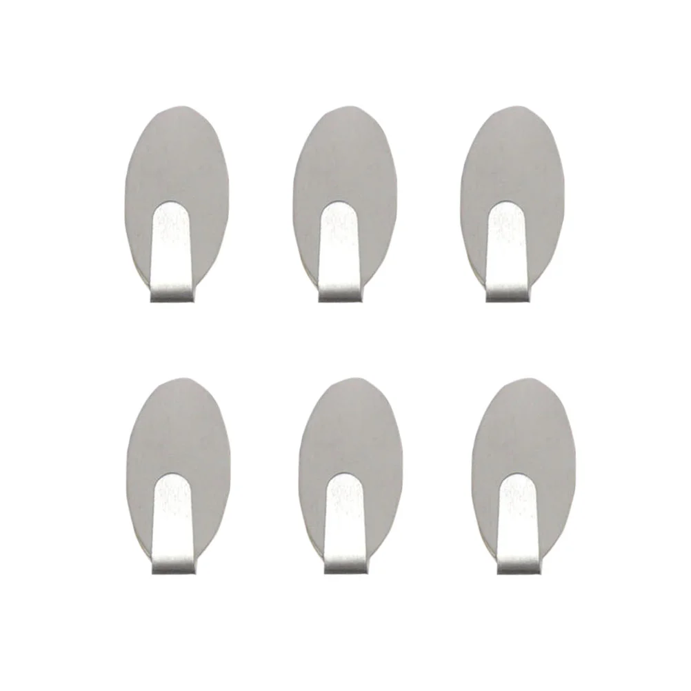 

6pcs Stainless Steel Drill Adhesive Single Robe Hook Towel Coat Wall Mount Hooks Clothes Hanger for Bathroom Kitchen (Oval+S)