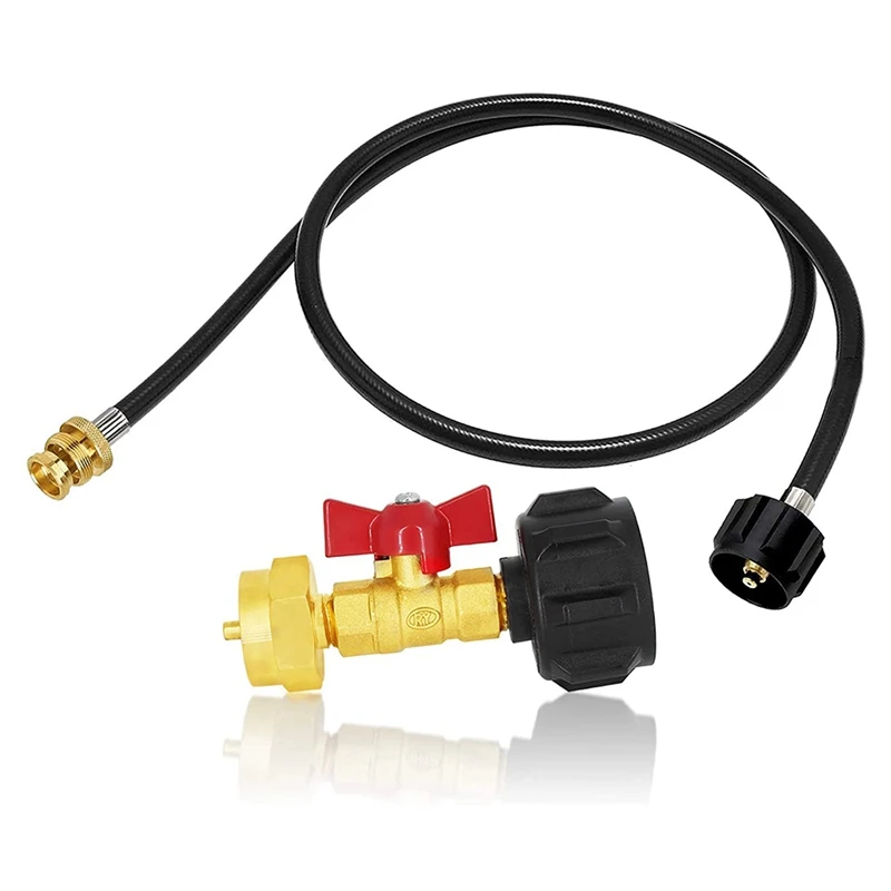 

4FT 1Lb To 20Lb Propane Tank Adapter Hose With One Pound Refill Adapter Kit Converts 1Lb Appliances To 20-40 Lbtank