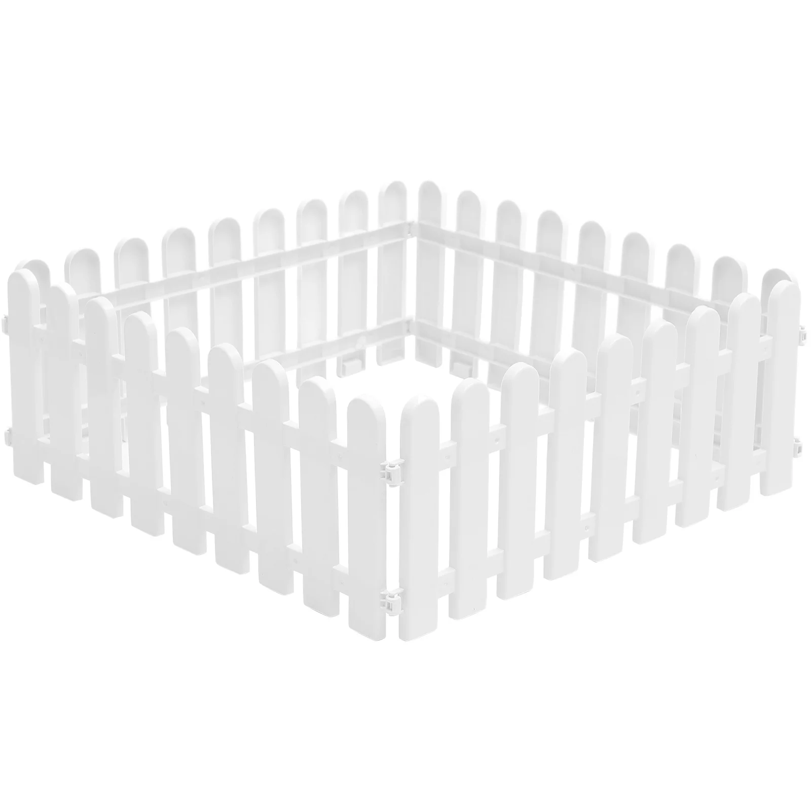 

4 Pcs The Fence White Picket Fencing Round Head Plastic Campus Flower Bed Decor