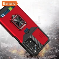 bananq shockproof armor metal ring card slot holder cover for xiaomi 11 lite poco m4 pro 5g lens protection car phone case