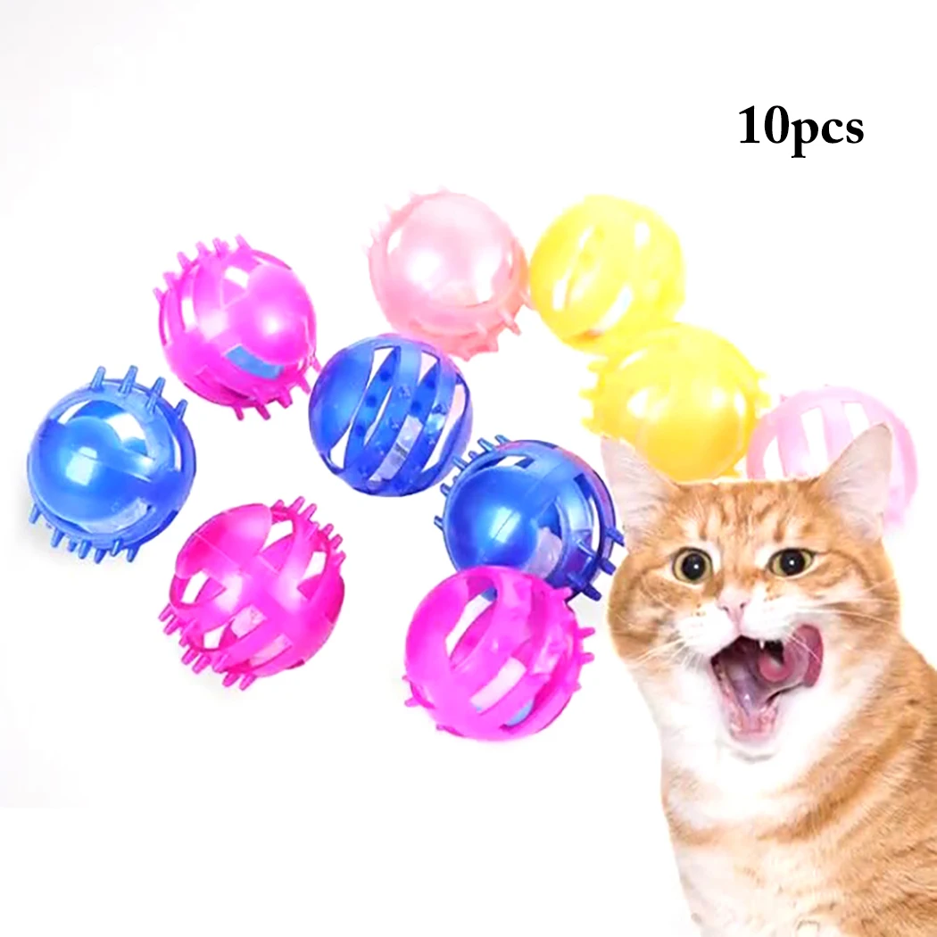 

10PCS Cat Bell Ball Plastic Funny Cute Cat Jingle Ball Pet Teeth Cleaning Toy Cat Toy Hollow Out Cat Toy For Kitten Pet Supplies