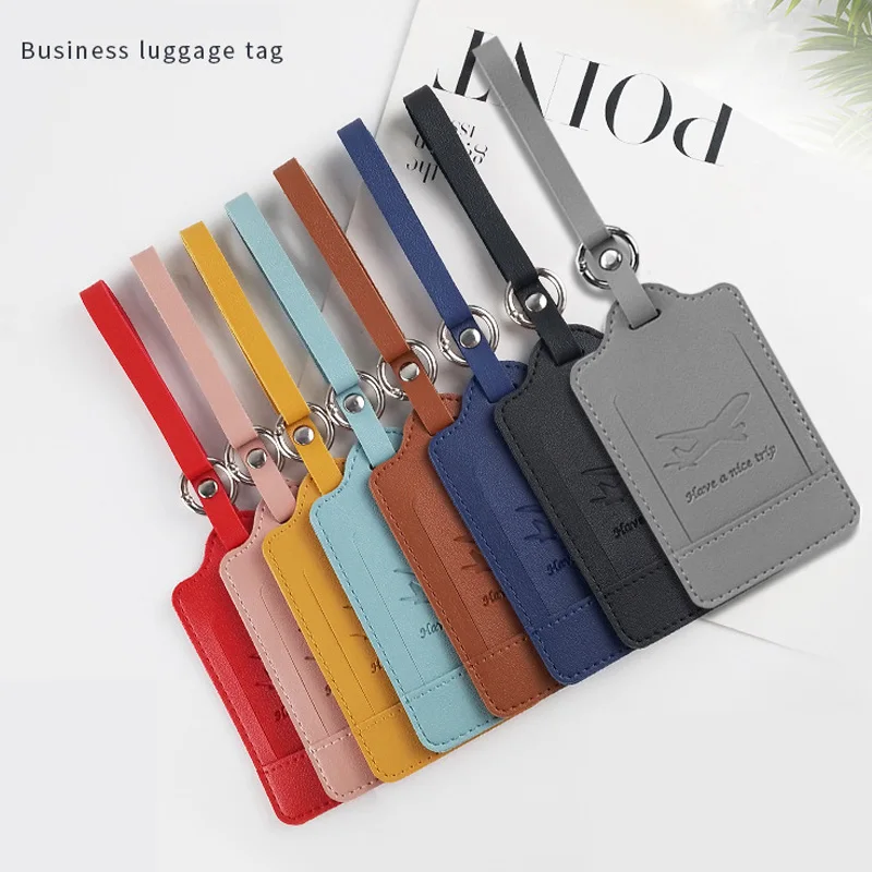 

Business minimalist Luggage Tag PU Soft Leather Boarding Pass Portable Trunk Identification Label Name Address Telephone Plate