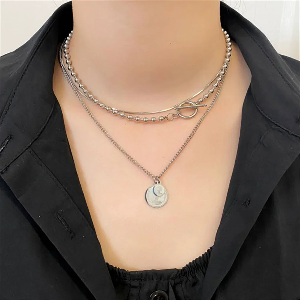 Модное Многоуровневое ожерелье с подвеской из серебряных бусин для женщин 2021