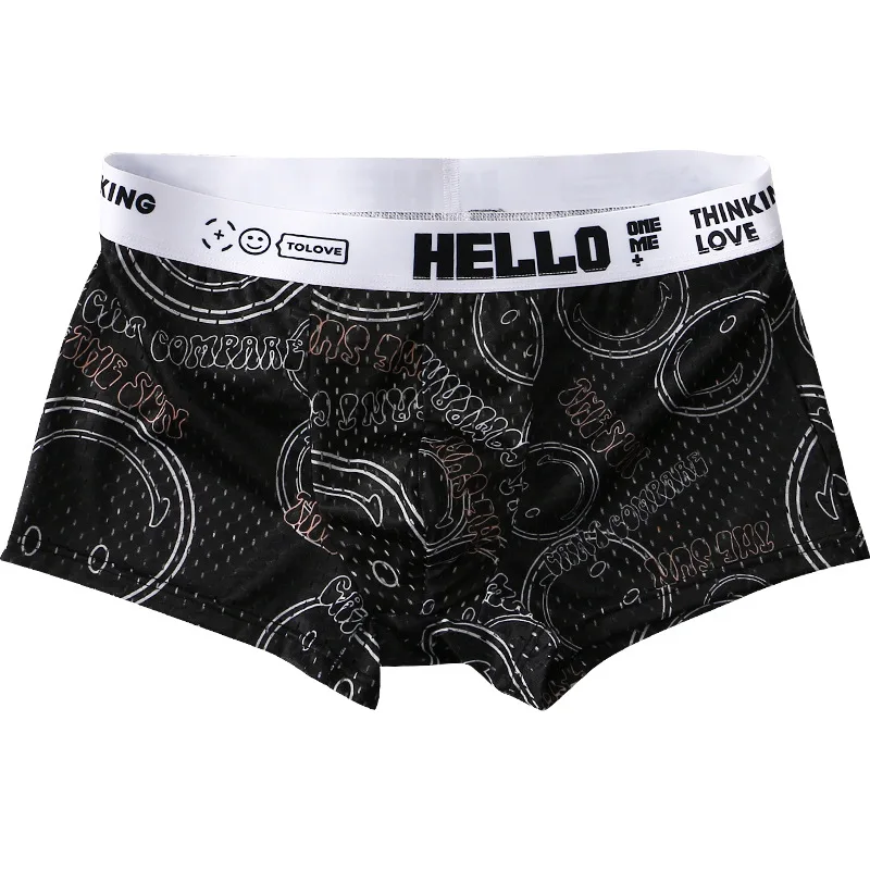 

Мужские трусы из ледяного шелка, прохладные и тонкие летние боксеры с принтом