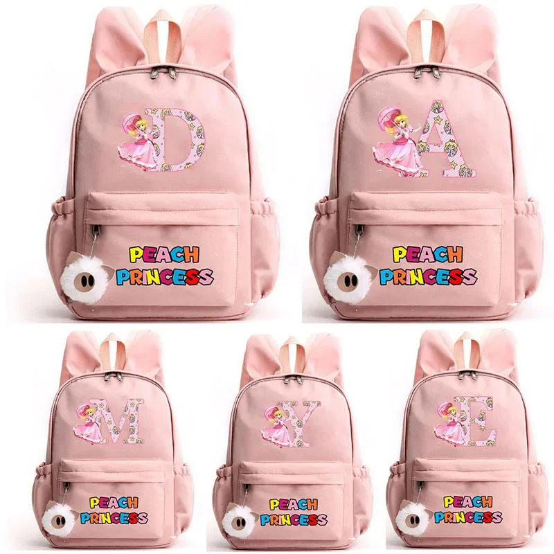 New Super Mario Girls School Backpack Kawaii Peach Princess Cartoon Printed Bag Children Supplies Birthday Gifts