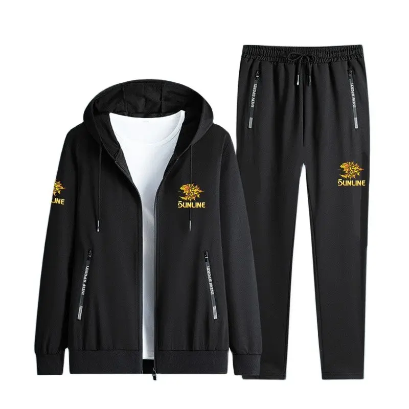 

Новинка 2023, рыболовный комплект SUNLINE для мужчин, осенне-зимняя дышащая теплая куртка на молнии с капюшоном и брюки с эластичным поясом, пальто для рыбалки