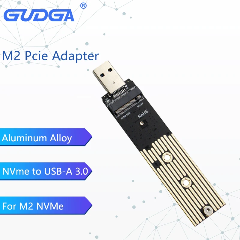

Адаптер GUDGA M2 pcie, переходник Nvme в USB-A 3,0, карта преобразователя 10 Гбит/с, USB3.1 Gen2 для Samsung 970 960 Intel M2 NVMe 2230 2242 2260