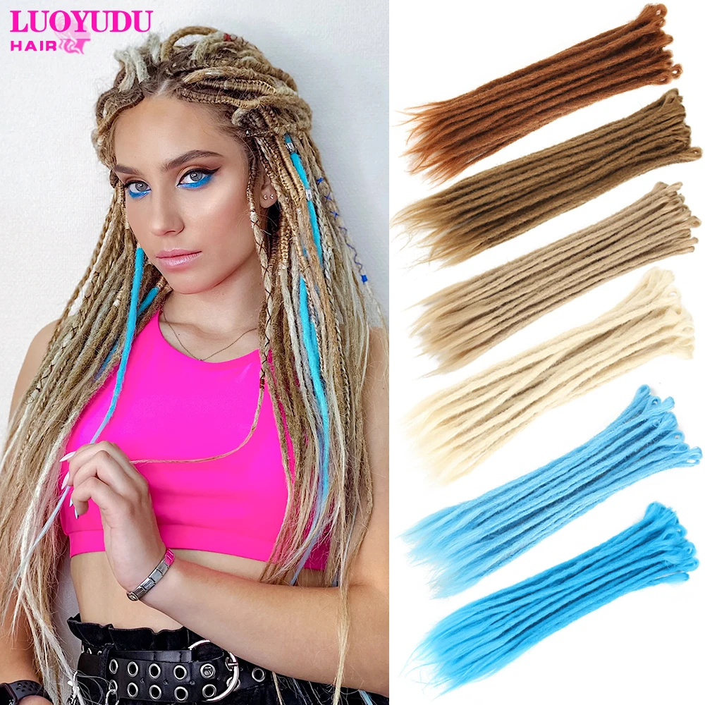 Synthetic 20inches Handmade Dreadlocks Hair for Dreads Synthetic 72Colors Pink Red Soft Ombre Faux Hair Extensions For Men Women