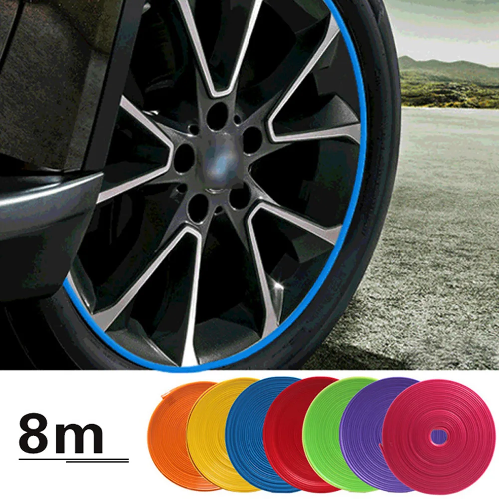 

Car Accessories Vehicle Color Wheel Rims Protectors Decor 8m / Roll Rim Blades Strip Tire Guard Line Rubber Mounding Trim