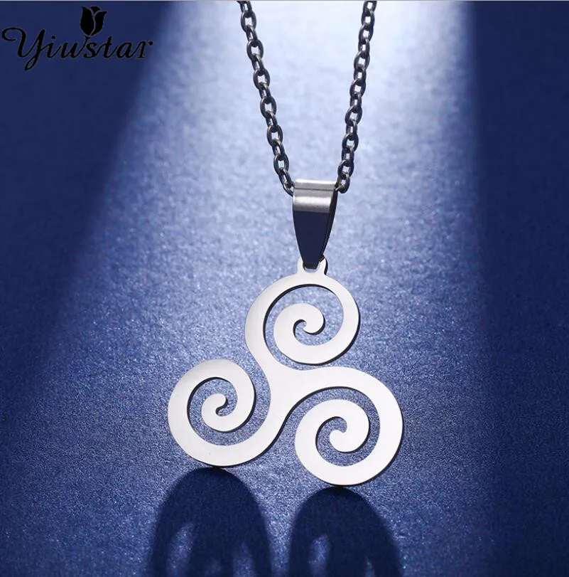 Модное ожерелье Yiustar Triskele Triskelion Allison серебряное с подвеской женское из