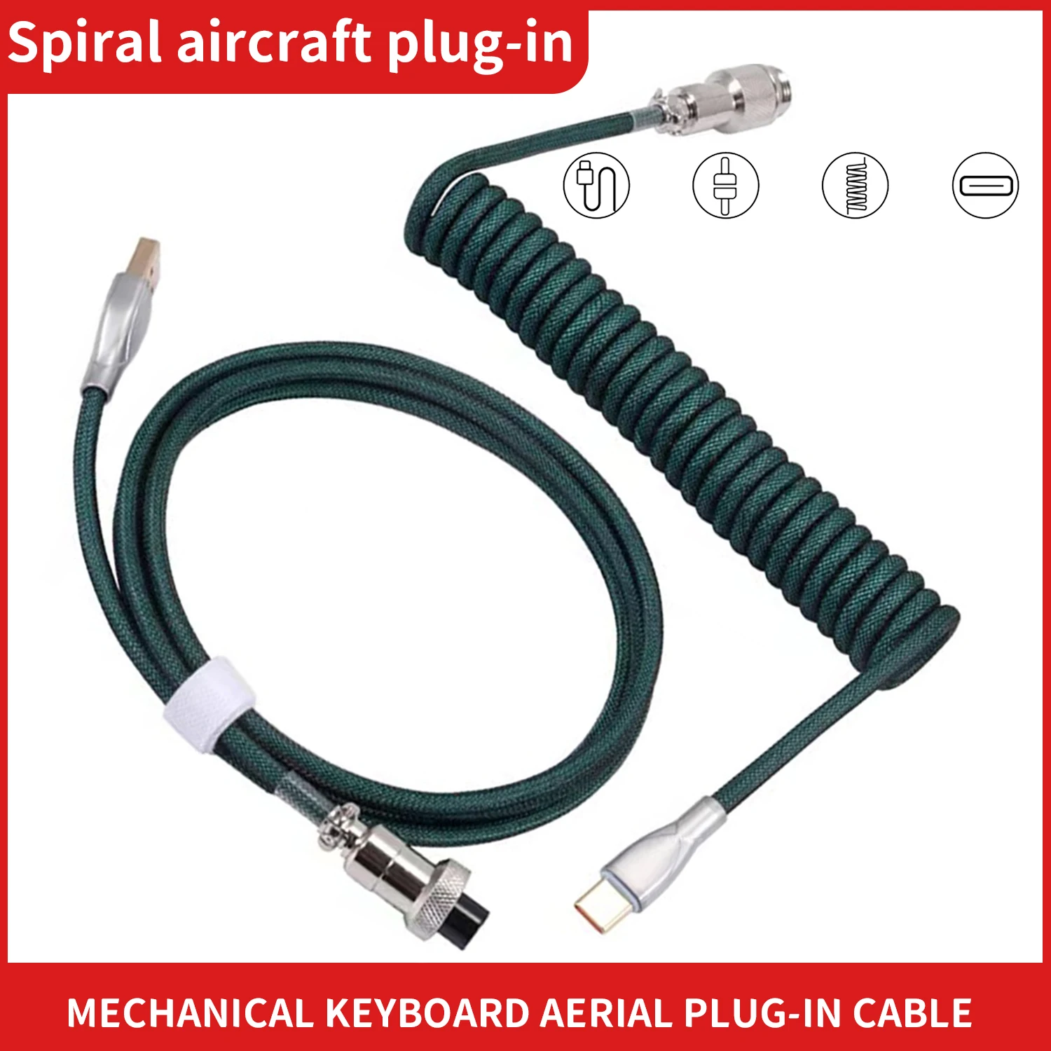 New Coiled Cable Type C Mechanical Keyboard Wire USB Cable Mechanical Keyboard Aviator Desktop Computer Aviation Connector