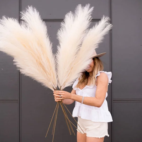 

3PCS-43 inch Pampas Grass Decor Tall-Pompous Grass Large-Fluffy Artificial Pampas Grass-Fake Pampas Grass -Pompous Grass