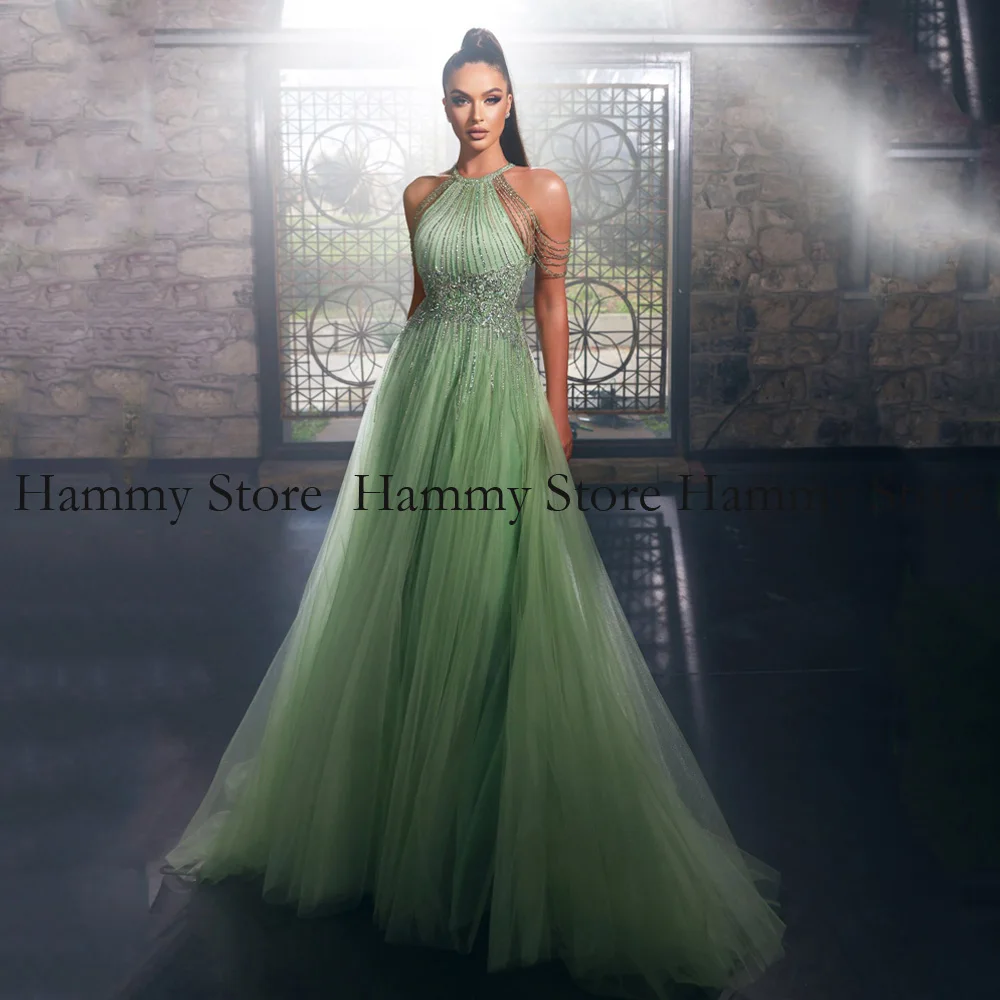 

Роскошные вечерние платья с бисером, украшенные кристаллами, с лямкой на шее, без рукавов, со шлейфом, трапециевидная юбка с открытой спиной,...