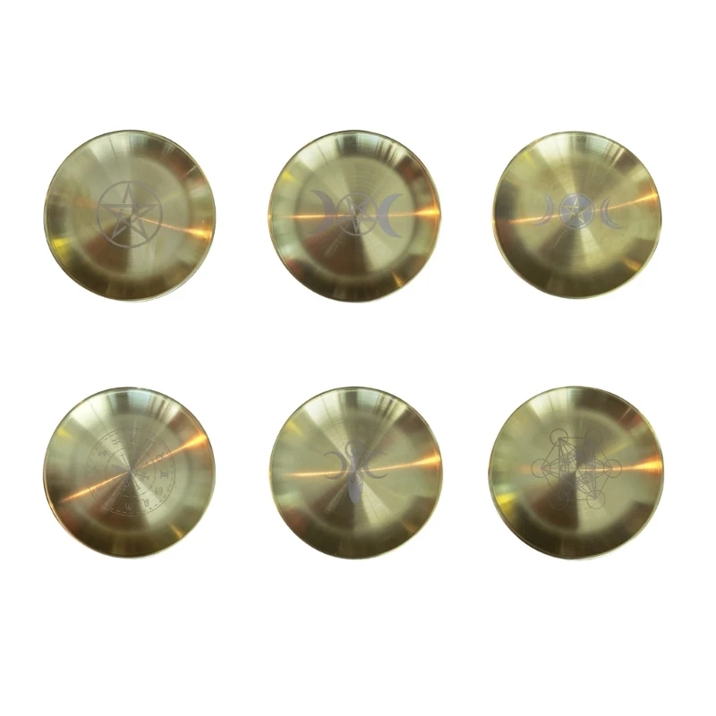 

G92F Pentagram Altar Ritual Burning Candle Holder Plate Stainless Steel Flat Bowl