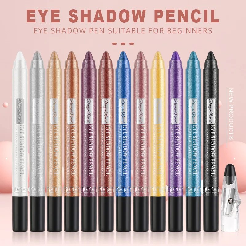 Pearlescent Eyeshadow Stick 12 Colors Waterproof Not Blooming Shiny High Gloss Lying Silkworm Shadow Pencil Eyes Makeup Cosmetic images - 6