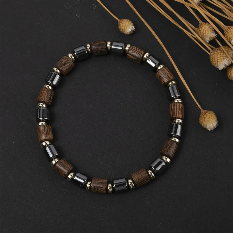 Немагнитный черный гематитовый браслет 1 шт. плетеный эластичный веревочный