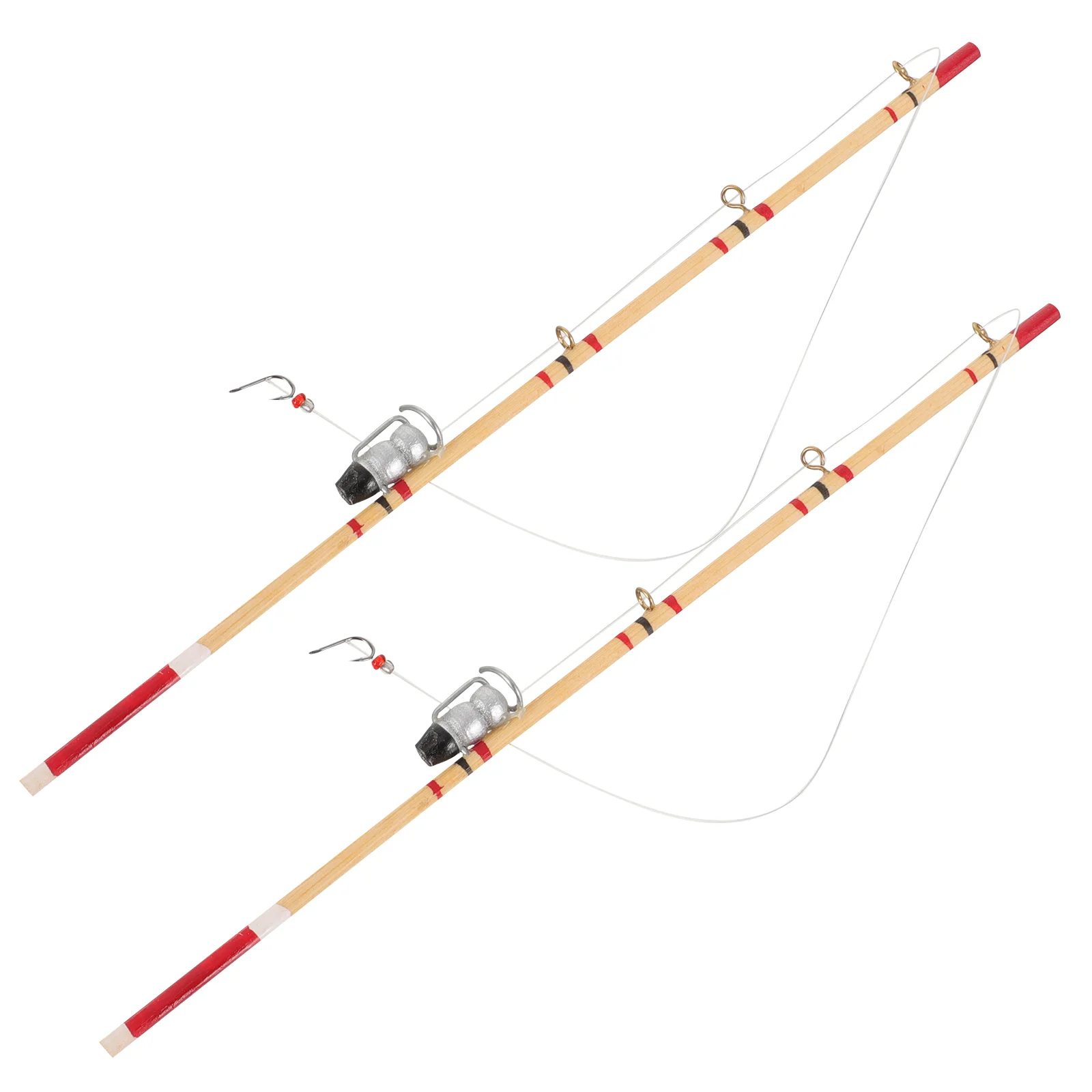 

2 Pcs House Fishing Rod Ornamental Mini Funny Pole Model Boy Adornment Props Simulation Models Alloy Decorative Preschool