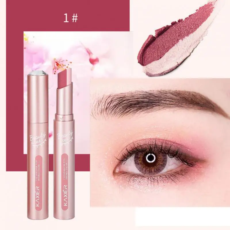 

1Pcs Professional Eye Shadow Stick 2 In 1 Double Color Gradient Velvet Eyeshadow Waterproof Lasting Shimmer Lazy People Makeup