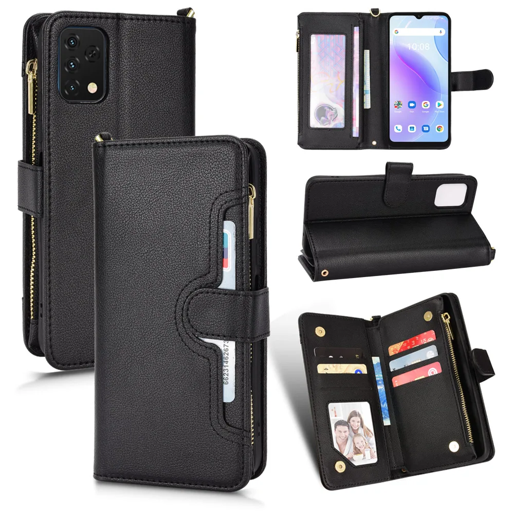 

Multi-card slot Luxury Leather Zipper Flip Wallet Case For Umidigi A11S UmidigiA11S Card Holder Stand Phone Cover
