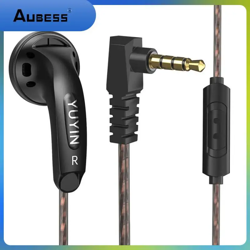 

Black Wired Earphone Ergonomic Bass Game Subwoofer Mobile Phone Headset With Microphone Gold-plated Office Accessories 3.5mm