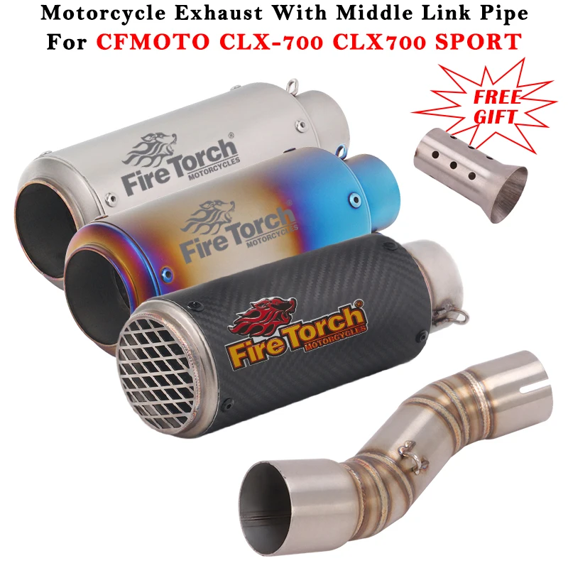 

For CFMOTO CLX-700 CLX 700 SPORT 2020 2021 2022 2023 Motorcycle Exhuast Escape System Modify Muffler Middle Link Pipe DB Killer